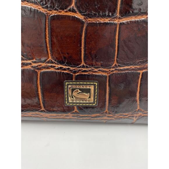 Dooney & Bourke Janine Crocodile Embossed Leather Satchel Handbag Purse Brown - Picture 4 of 16